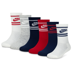 Youth - Nike Futura Stripe 6 Pack Crew Socks - White/White