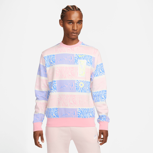 Nike Men's  Sportswear Club Fleece Trippy Safari Sweatshirt In Coconut Milk/blue