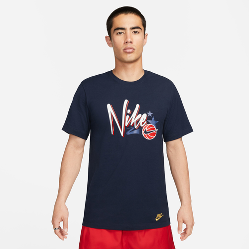 

Nike Mens Nike Hoops Short Sleeve T-Shirt - Mens Obsidian/White/Red Size M
