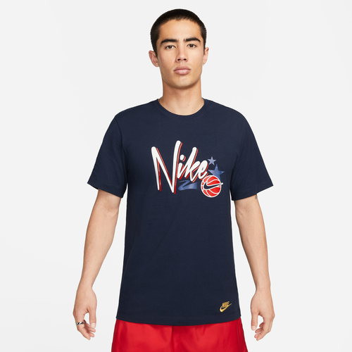 

Nike Mens Nike Hoops Short Sleeve T-Shirt - Mens Obsidian/White/Red Size S