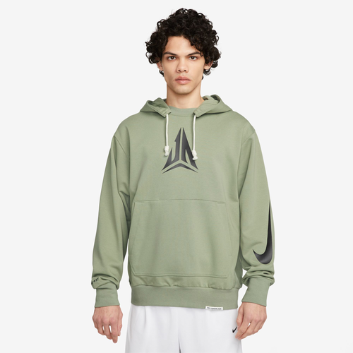 Nike Men's Ja Standard Issue Dri-fit Pullover Basketball Hoodie In Black/oil Green