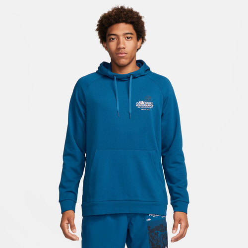 Shop Nike Mens  Dri-fit Gfx Pullover Hoodie In Court Blue/pink