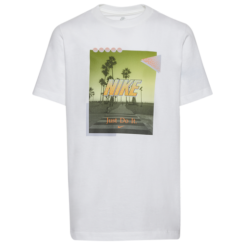 

Boys Nike Nike Sun Splash Beach T-Shirt - Boys' Grade School White/Volt Size XS
