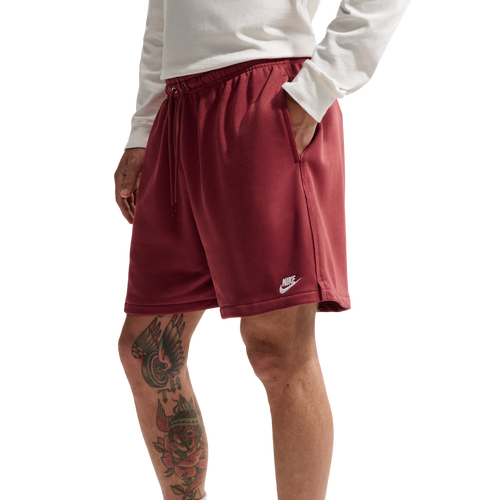 MENS - Nike Club Flow French Terry Shorts - Team Crimson/White