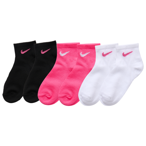  - Nike Metallic Crew Socks 6 Pack - Pink/White