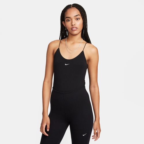 Shop Nike Womens  Nsw Chill Knit Cami Bodysuit In White/black