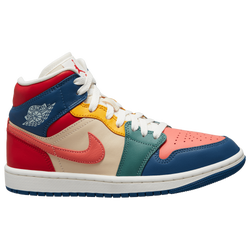 Women's - Jordan AJ 1 Mid SE - Blue/Red/Yellow