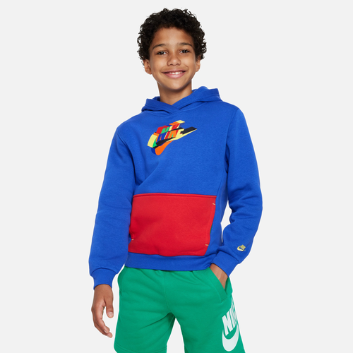 

Nike Boys Nike NSW Club Stop Playing Pullover Hoodie - Boys' Grade School Game Royal/Red Size XS