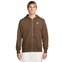 Men's - Nike Club Full-Zip Hoodie - Mosswood/White