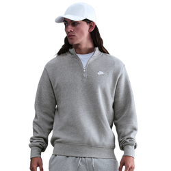 Men's - Nike Club Fleece Half-Zip - Dk Grey Heather/Lt Smoke Grey/White
