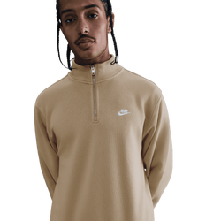 Men's - Nike Club Fleece Half-Zip - Parachute Beige/White