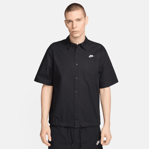 

Nike Mens Nike Club Button-Up Short Sleeve Oxford - Mens Black/White Size XXL