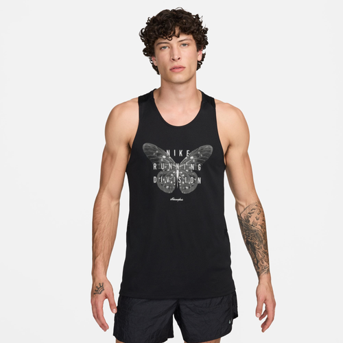 Shop Nike Mens  Dri-fit Rise 365 Tank In Black/black/white