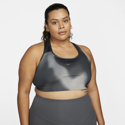 Women's - Nike Dri-FIT Swoosh Printed Bra Plus - Grey