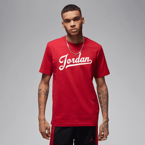 

Jordan Mens Jordan Flight MVP Short Sleeve Crew - Mens Gym Red/White/White Size XL