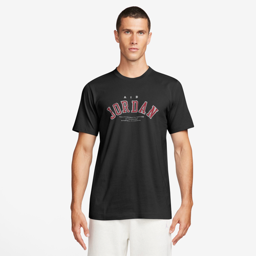 Jordan Mens  Flight Essential Arch Short Sleeve Crew In Black/lobster