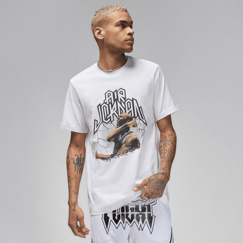 Jordan Mens  Dri-fit Sport Gfx Short Sleeve Crew T-shirt In Black/white