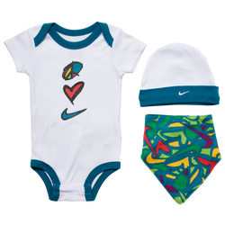 Boys' Infant - Nike Hat, Bodysuit and Bib Set - White/White