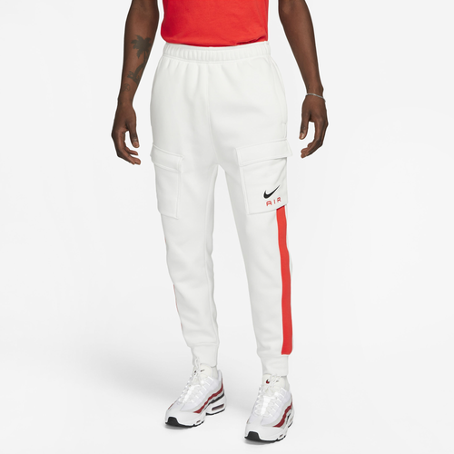 Nike Men's Air Retro Fleece Cargo Pants In Summit White/light Crimson