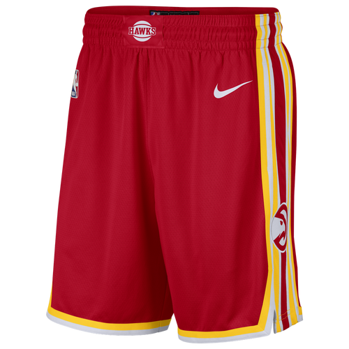 

Nike Mens Atlanta Hawks Nike NBA Away Shorts - Mens Yellow/Red/White Size M