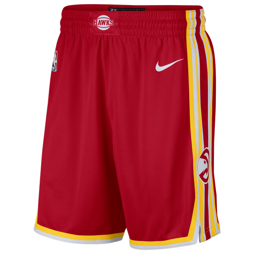 

Nike Mens Atlanta Hawks Nike NBA Away Shorts - Mens Yellow/Red/White Size L