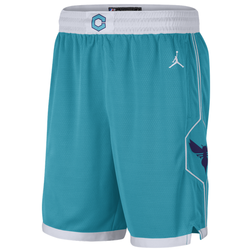 

Jordan Mens Charlotte Hornets Jordan Hornets Away Shorts - Mens White/Teal Size S