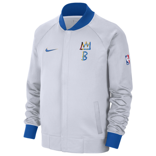 

Nike Mens Brooklyn Nets Nike Nets City Edition Showtime Jacket - Mens White/Blue Size XL