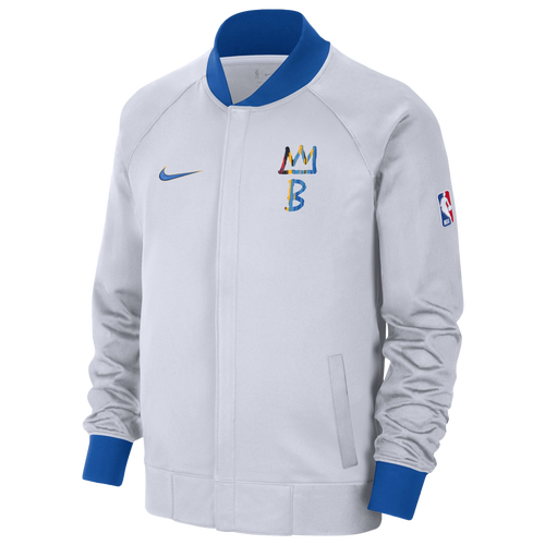Shop Nike Mens  Nets City Edition Showtime Jacket In White/blue