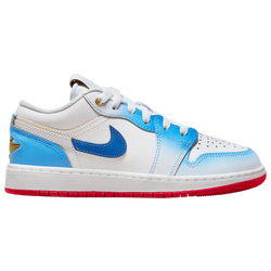 Boys' Grade School - Jordan AJ 1 Low - White/Carolina