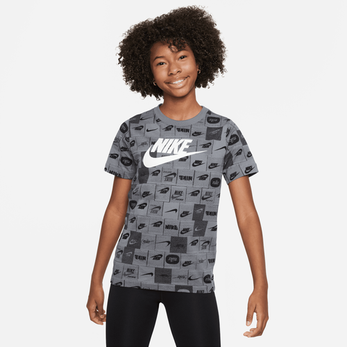 Shop Nike Boys   Nsw Club Ssnl Aop Hbr T-shirt In Smoke Grey/smoke Grey