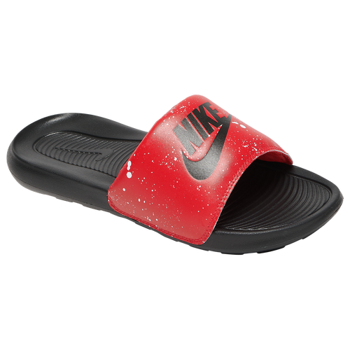 Nike Victori One Logo-print Slides In Red/black/white