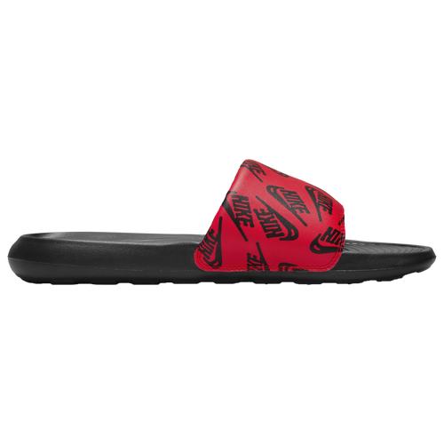 Shop Nike Mens  Victori Print Slides In Red/black