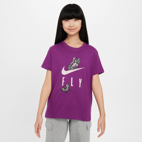 

Girls Nike Nike NSW Boy Fly T-Shirt - Girls' Grade School Viotech/Purple Size XL