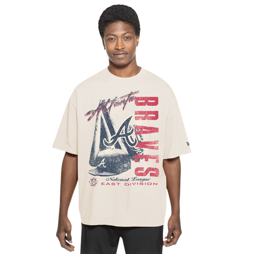 New Era Mens Atlanta Braves Batter Short Sleeve T-Shirt - - White