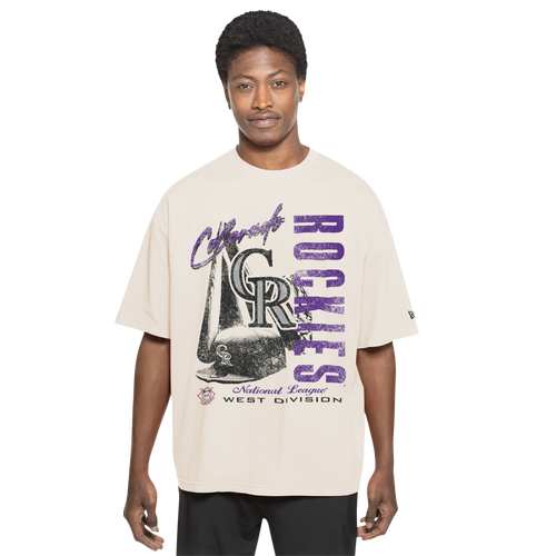 New Era Mens Colorado Rockies Batter Short Sleeve T-Shirt - - White