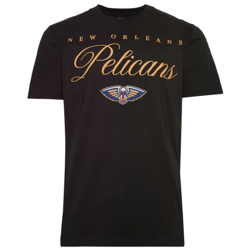 New Era Mens Pelicans Script Logo T-Shirt - - Black