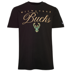 Men's - New Era Bucks Script Logo T-Shirt - Black