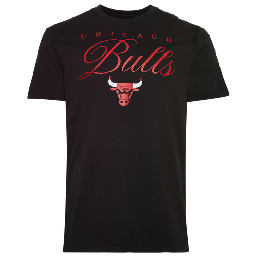 New Era Mens Bulls Script Logo T-Shirt - - Black