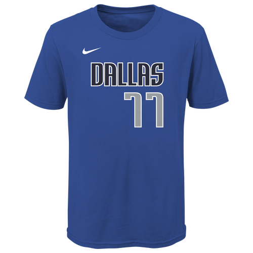 

Nike Boys Luka Doncic Nike Mavericks Player Name & Number T-Shirt - Boys' Grade School Blue/Blue Size L