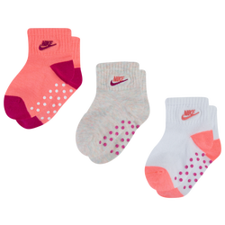 Girls' Infant - Nike 3 Pack Gripper Socks - Tan/Coconut Milk