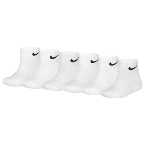Nike Kids' Boys  Quarter Socks Six Pack In White/black