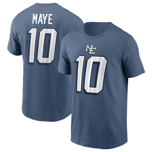 Men's Nike Drake Maye Blue New England Patriots Rivalries Collection Player Name & Number T-Shirt