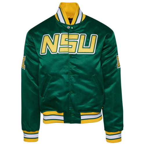 

Campus Remix Mens Campus Remix Norfolk State University Satin Jacket - Mens Green/Yellow Size L