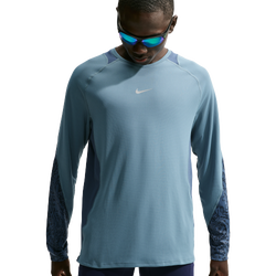 Men's - Nike Df Stride Winterized LS Top - Smokey Blue/New Slate/Reflective Silver