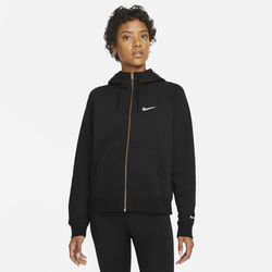 Women's - Nike NSW Fleece Print Hoodie - Black/Black