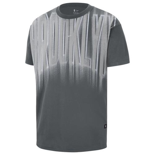 Nike Mens Brooklyn Nets NBA Game Theater Short Sleeve T-Shirt - - Grey