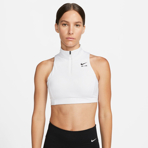 

Nike Womens Nike Air Dri-FIT Swoosh Mock Zip Bra - Womens White/Black Size L