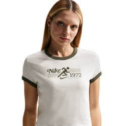 Women's - Nike NSW Ringer Tee CCB - Sail/Medium Olive/Medium Olive