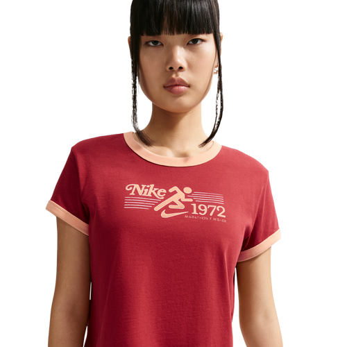 WOMENS - Nike NSW Ringer Tee CCB - Team Crimson/Ice Peach