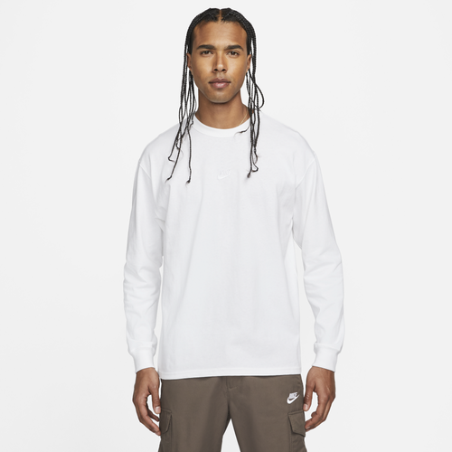 Shop Nike Mens  Premium Essentials Long Sleeve Sust T-shirt In White/white
